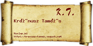 Krénusz Tamás névjegykártya